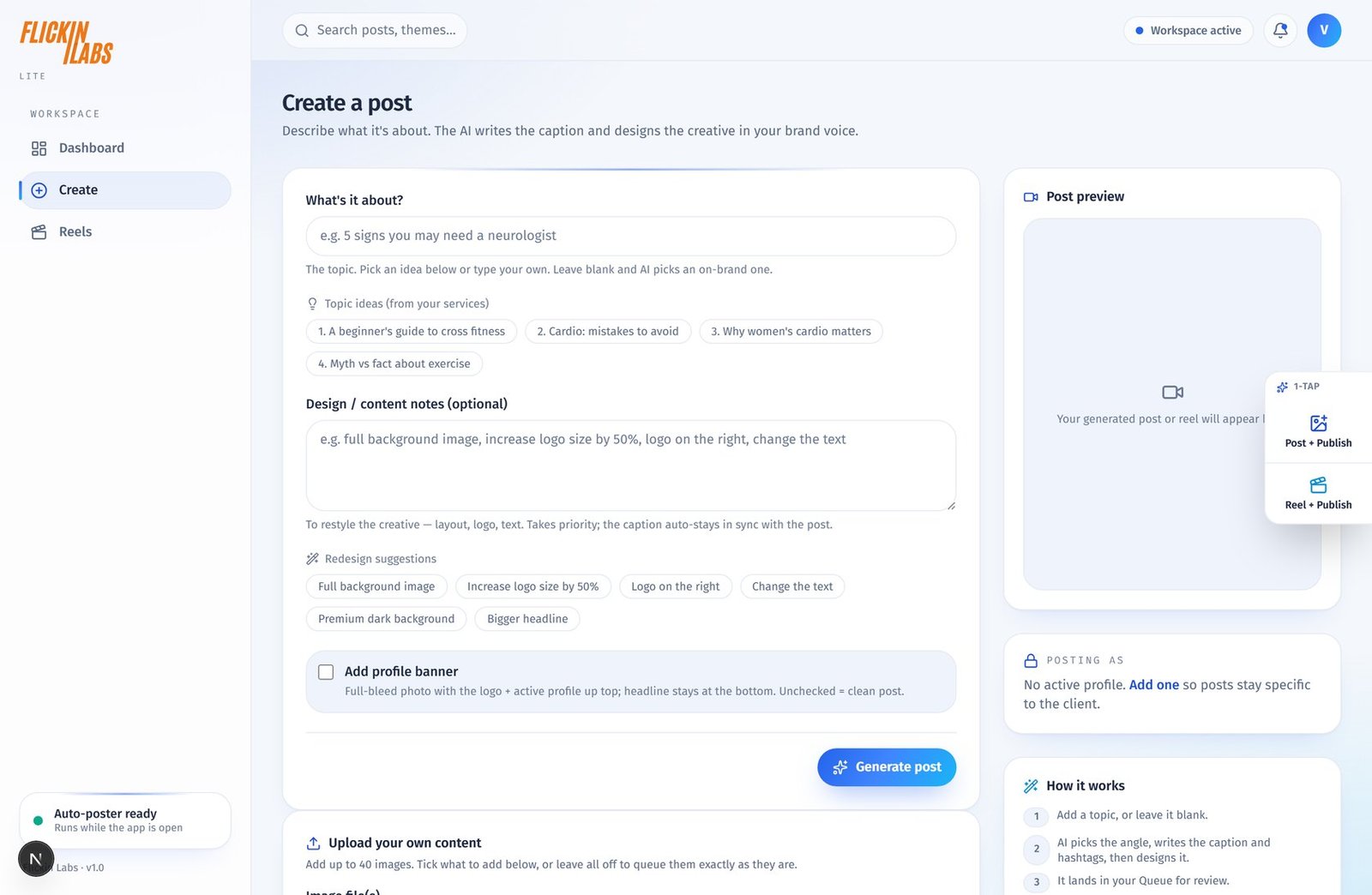 Create a post screen